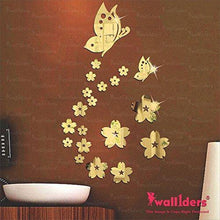 Load image into Gallery viewer, Wall1ders - Butterfly &amp; Flowers Golden (Pack of 21) 3D Acrylic Decorative Mirror Wall Stickers - Home Decor Lo