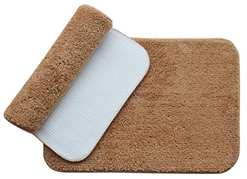 Mannat Lifestyle Premium Solid Pattern Soft Microfiber Anti-Skid Bath Mat 40x60 cm (Pack of 2, Color Camel Brown) - Home Decor Lo