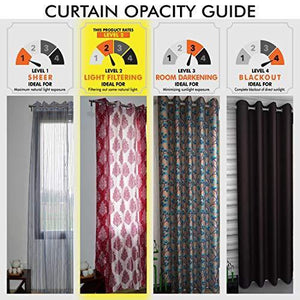 Home Sizzler Abstract 2 Piece Eyelet Polyester Window Curtain Set - 5ft, Brown - Home Decor Lo