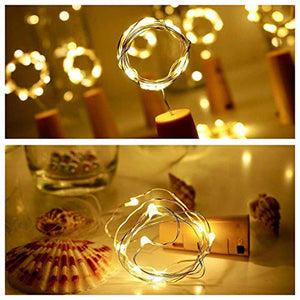 J Studio (1 Pack)2M 20LED Wine Bottle Cork String Light Copper Wire Starry Fairy Lights Battery Powered Warm White DIY, Party, Decoration, Wedding, Gift Box (Pack of 1) - Home Decor Lo