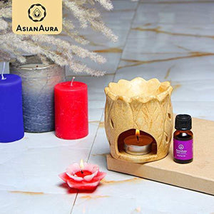 Asian Aura T-Light Candle Diffuser for Home (10 ml Aroma Oil in Fragrance of English Lavender & Rose) - Home Decor Lo