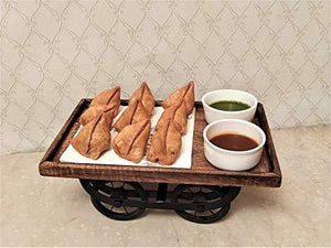 Xllent® New Uniq Snack Platter in Thelaa Shape for Serving Items with Wood and Metal Material (Brown) - Home Decor Lo