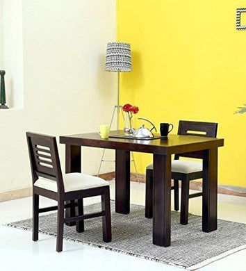 Monika Wood Furniture Solid Wood Dining Table 2 Seater | Dinning Table with 2 Chairs Including Cushions | Dining Room Furniture | Sheesham Wood, Warm Chestnut Finish - Home Decor Lo