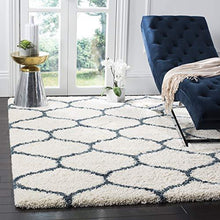 Load image into Gallery viewer, SWEET HOMES Carpet. Ultra Soft Shag Collection Handwoven Anti-Skid, Ogee Plush Area Rug, Size 5x7, feet Color, Ivory/Teal Bluee - Home Decor Lo