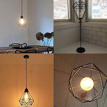 Load image into Gallery viewer, GreyWings Metal Diamond Cadge Hanging Light Pendant Lamp, with Filament Bulb (Small) - Home Decor Lo