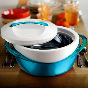 Pinnacle Panache Matte Casseroles Set of 3 (600ml + 1200ml + 2500ml) Stainless Steel 304 Inner Body to Keep Food Hot (Teal) - Home Decor Lo