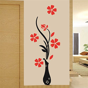 Decals Design 'Flowers with Vase' Wall Sticker (PVC Vinyl, 60 cm x 60 cm), Multicolour - Home Decor Lo