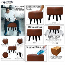Load image into Gallery viewer, Nestroots Stool with for Living Room Sitting Ottoman upholstered Foam Cushioned pouffe Puffy for Foot Rest Home Furniture with 4 Wooden Legs leatherite (14&quot; inch Height Brown Set of 2) - Home Decor Lo