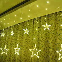 Load image into Gallery viewer, RaajaOutlet Plastic 138 LEDs Star Standard Curtain String Lights with 8 Flashing Modes for Holiday Festival Christmas Party Decoration (Warm White) - Home Decor Lo