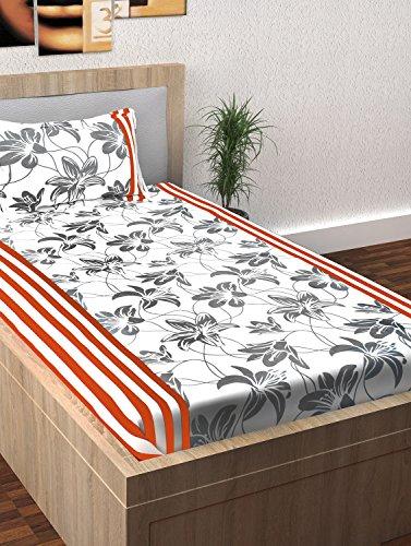 Story@Home Spark Collection 100% Cotton White 1 Single Bedsheet with 1 Pillow Cover - Home Decor Lo
