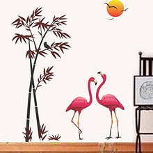Load image into Gallery viewer, Decals Design &#39;Flamingos and Bamboo at Sunset&#39; Wall Sticker (PVC Vinyl, 90 cm x 60 cm, Multicolour) - Home Decor Lo