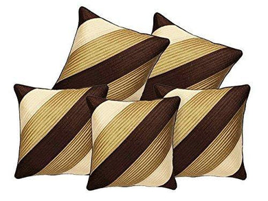 Czar Home Dupion Silk Quilted Cushion Cover(16x16, Beige and Brown) - Pack of 5 - Home Decor Lo