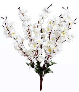 Sofix Artificial Peach Blossom Flower Bunch for Vase Home Decor Office Decor Hotel Decor, 20-inch/50 cm, White - Home Decor Lo