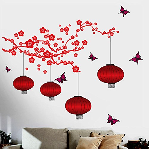 Decals Design 6980 StickersKart Wall Stickers Chinese Lamps in RED Dou