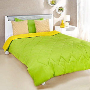 Amazon Brand - Solimo Microfiber Reversible Comforter, Single (Olive Green & Cheery Yellow, 200 GSM) - Home Decor Lo