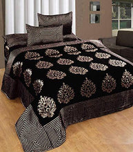 Load image into Gallery viewer, Spangle Homes 500 TC Velvet Chenille Weaved Double King Bedsheet with 2 Pillow Covers - 90 inch X 100 inch (Black) - Home Decor Lo