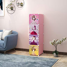 Load image into Gallery viewer, Keshav International Kid&#39;s Wardrobe Cabinet 4 Door Storage Organizer Almirah Rack Shelf for Clothes Living Room Bedroom Yellow Colour (Pink) - Home Decor Lo