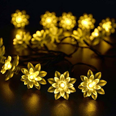 SmartDrip Lotus Flower 2.2 Meters 20 Led Flowers String Fairy Light/Battery Operated/Two Lighting Modes (WarmWhite) - Home Decor Lo