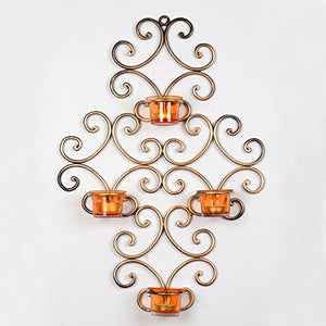 ExclusiveLane Home Decorative Metal Wall Scone with 4 Tea Light Candle Holders (Gold) (51.4 cm x 38.2 cm x 8.8 cm) (EL-008-023) - Home Decor Lo