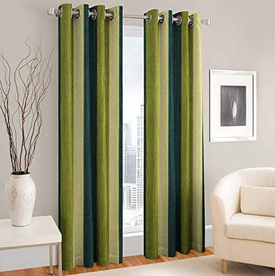 Yamunga Solid Grommet Window Eyelet Curtain, Window 5 Feet, Green, Pack of 2 - Home Decor Lo