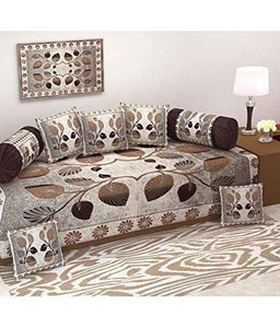 Kk Home Store Decor Diwan Set of 8 Pieces Combo with Sofa Covers for Living Room 5 Seater and Center Table Cover, Multicolour,Kushan Cover,tabeb Cover, Sofa Cover,Curtain - Home Decor Lo