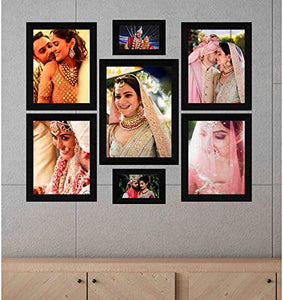 SAF Set of 7 Collage Synthetic Framed with Acrylic Glass - Self Installation Photo Frame (9 Inch X 12 Inch - 1, 4 Inch X 6 Inch - 2, 8 Inch X 10 Inch - 4) - Home Decor Lo