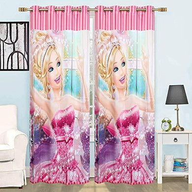 SB INDIA Digital Beautiful Glorious Barbie Doll Print Disney Cinderella Princess Satin Door Curtain for Kids Room Girls Room (4 * 7 feet, Multicolor, Pack of 1) - Home Decor Lo