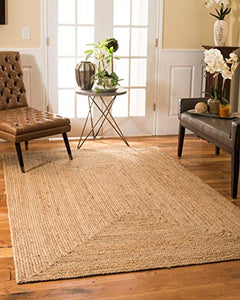 imsid Home Handwoven Jute Round Rug, Natural Fibres, Braided Reversible Carpet for Bedroom Living Room Dining Room (Square 5x3 feet) - Home Decor Lo