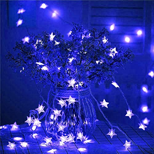 Blue Crystal Star String LED Light for Bedroom Diwali Decoration ...