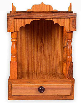 VFH Engineered Wooden Handcraft Pooja Room Home Temple | Mandir (Brown) - Home Decor Lo