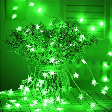 Green Crystal Star String LED Light for Bedroom Diwali Decoration LED Star Fairy Light For Valentine Day Decoration Home Decor Christmas Diwali Lighting Romantic Mood Light ( 8 mtr) Made In india (pack of 1) - Home Decor Lo