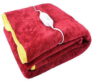 ARTSY HOME Premium 100% Shock Proof and Heating Electric Blanket Single Bed Warmer (MAROON) - Home Decor Lo