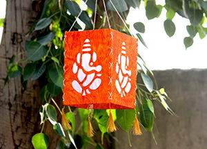 Brahmz Paper Handmade Hanging Paper Handcrafted Colored Lamp Shade Decoration for Home Garden Parties (Orange Ganesh) - Home Decor Lo