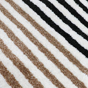 The Home Talk Modern Design Microfibre Polyester Shaggy Bedside Rug, Soft Carpet for Bedroom Living Room (50x150 cm, Black White) - Home Decor Lo