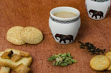Load image into Gallery viewer, The Earth Store Re-useable Beautiful Elephant Ceramic Handmade Kullad/Cup Without Handle (White, 150 ml) Set of 6 - Home Decor Lo