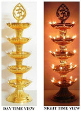 Load image into Gallery viewer, Enamic UK Premium 5 Layer Electric Gold LED Bulb Lights Diya|Deep|Deepak for Pooja|Puja|Mandir| Diwali Festival Decoration||Pack of 2|| Make in India || H-032 - Home Decor Lo