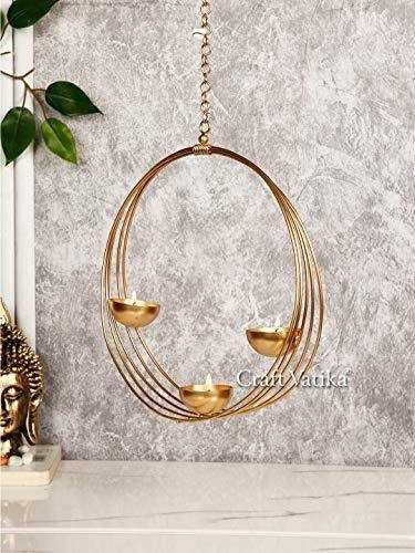 CraftVatika Wall Hanging Candle Holder for Home Decoration Tealight Candle Holder Stand Metal Wall Hanging Mounted Living Room Indoor Outdoor Festive Occasion Diwali Decoration Items - Home Decor Lo