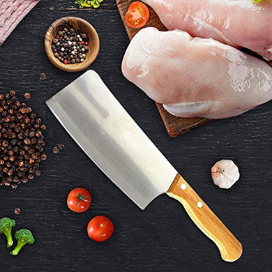 Heavy Duty Stainless Steel Chef's Chopper Knife Meat Cleaver 7''/3.5' Pack of 1. 30 cm Vegetable Meat Cutter Cleaver Chopping Knife Chef Butcher Multipurpose Use for Home Kitchen or Restaurant on AMAZON From SHEETAL ENTERPRISES - Home Decor Lo