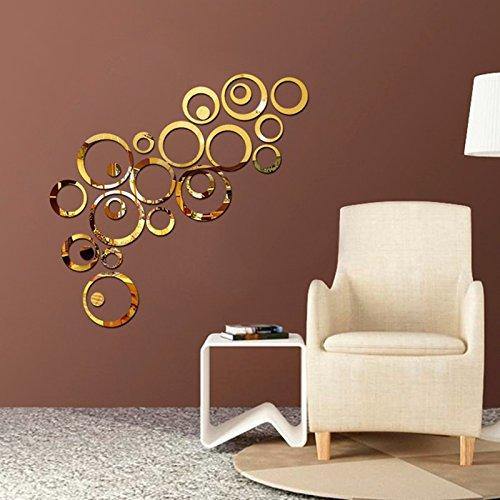 Wall1ders Atulya Arts - Rings & Dots Golden (Pack of 24) 3D aCryliC stiCker, 3D aCryliC stiCkers for wall, 3D mirror wall stiCkers, 3D aCryliC wall stiCker, 3D deCorative stiCkers, 3D aCryliC home wall deCor, 3D aCryliC mirror stiCKers, 3D aCryliC mirror - Home Decor Lo