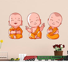 Load image into Gallery viewer, Decals Design &#39;Buddha Design Three Baby Monk PVC Wall Sticker&#39; (PVC Vinyl, 60X45cm, Multicolor) - Home Decor Lo