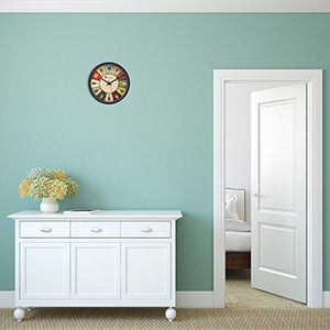 Amazon Brand - Solimo 12-inch Wall Clock - Classic Roulette (Silent Movement, Black Frame) - Home Decor Lo