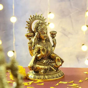 KERWA Brass Laxmi Ganesh Idol murti for Diwali puja Pooja Gift Gifting Home Office Decoration,Golden (2 inch)