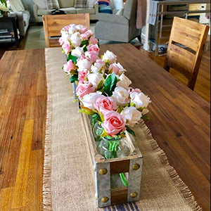 CEWOR 2 Packs Artificial Rose Flowers Bouquet 24 Heads Silk Flowers Rose for Home Bridal Wedding Party Festival Decor (Champagne) - Home Decor Lo