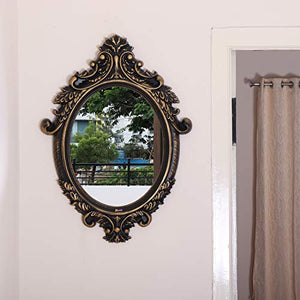 KURTZY Classic Antique Style Wall Mirror, Oval Sculpt for Home Décor, Living Room, Bedroom and Bathroom (46 cm x 63 cm) (Elliptical). - Home Decor Lo
