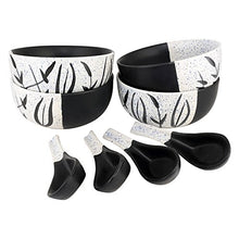Load image into Gallery viewer, KITTENS Hand Painted in Speckled Black N White Ceramic Soup Bowl with Spoon - Set of 4 - Home Decor Lo