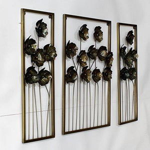3 pcs Unique Art Flower Design Metal Wall Hanging Decorative Wall Art Sculptures - Home Decor Lo