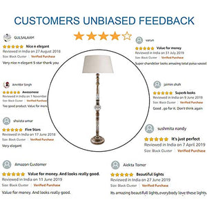 Homesake® Floor Lamps for Living Room | Night Lamp Shade Side Lamps Light Decoration for Home, Bedroom Bedside, Mandir, Hall | Home Decor Items - Pack of 1 (Khadi, Carving) - Home Decor Lo