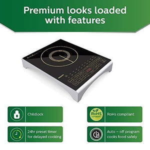Philips Viva Collection HD4938/01 2100-Watt Induction Cooktop with Sensor Touch (Black) - Home Decor Lo