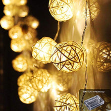 Load image into Gallery viewer, Ascension ® 3.5meters 16 LEDs Globe Rattan Balls String Lights for Home Decoration Festival Decor Lights Indoor Outdoor Decorative Fairy Lights Curtain (Warm White) Battery Powered - Home Decor Lo