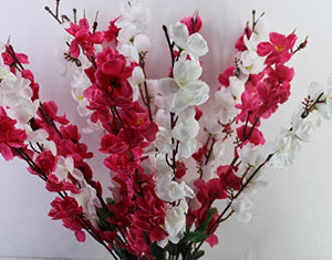 Sun Shine Artificial Blossom Flowers Bunch (White & Pink, 14 Sticks) - Home Decor Lo